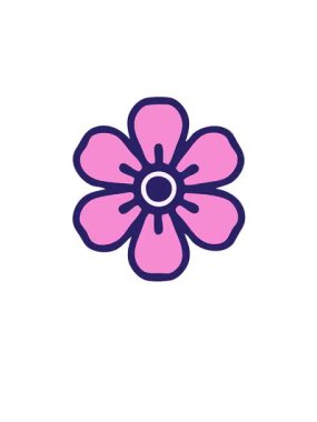 Bir çiçeğin dekoratif çiziminin canlanması ve yüzdürülmesi