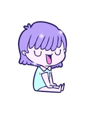 Çizgi film kadın illüstrasyonunun ışıltı etkisi