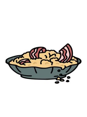 geleneksel Brezilya domuz pastırması ve ekmek kırıntılarının hareketli animasyonu