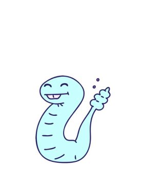 rise and float animation of cartoon of a happy snake