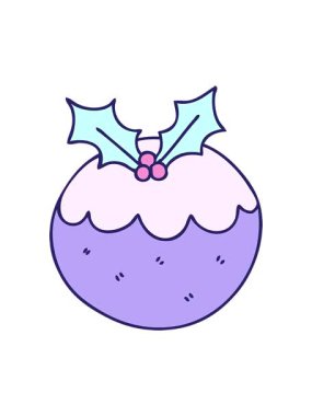 El çizimi çizgi film Noel pudinginin basınçlı animasyonu