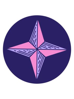 Bir yıldız tasarımının ikonik dövme şeklindeki görüntüsünün titreşimli hareket animasyonu