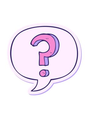 Konuşma kabarcığı etiketi ile çizgi film soru işaretinin hareketli animasyonunu oynat