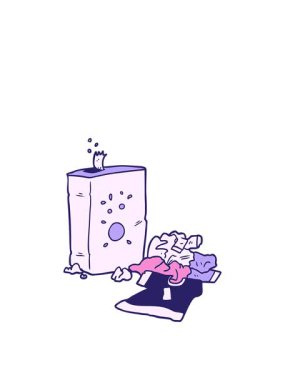 Çizgi film yıkama tozu ve çamaşır animasyonunu genişletiyorum.