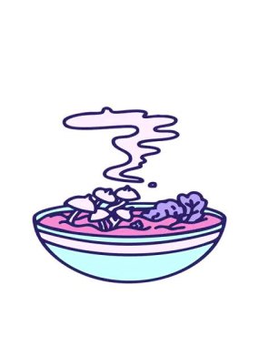 Japon kâsesinde marine edilmiş sıcak mantarların hareketli animasyonu.