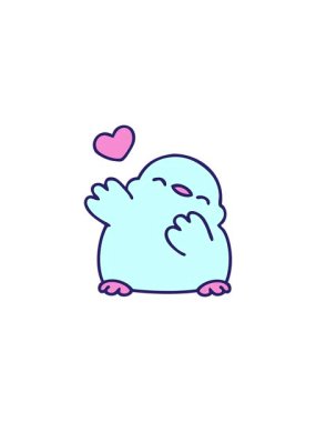 Sevgi dolu, sevimli bir kuşun karikatür satışı.