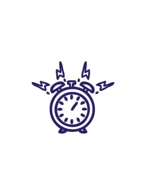 Çalan bir alarm saat simgesinin çizgi çiziminin bölünme etkisi canlandırması