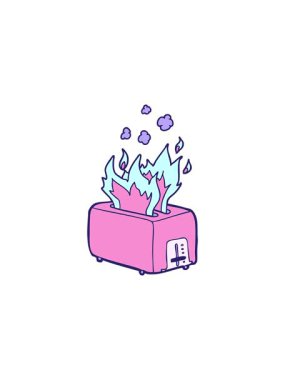 Yıldız patlaması etkisi çizgi film yanan tost makinesinin animasyonu