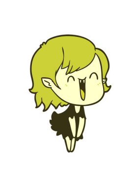 Mutlu vampir kızın çizgi film renkli animasyonu.