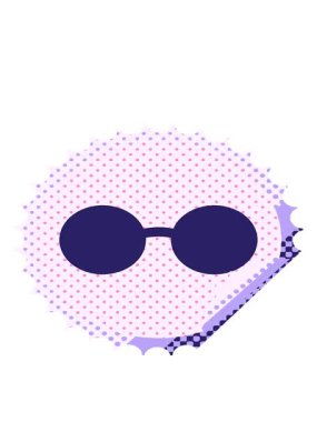 Güneş gözlüğü çiziminin hareketli animasyonu yuvarlak etiket damgası