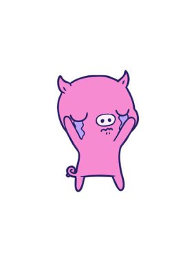 Radyoaktif ışıldayan çizgi film karakteri domuz ağlıyor.