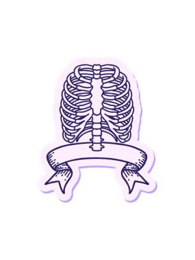 Göğüs kafesi pankartıyla dövme stili yapıştırmanın hareketli animasyonu