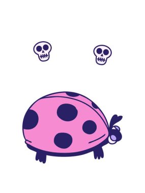 dönen kafatası animasyonu el çizimi tuhaf uğur böceği çizgi filmi