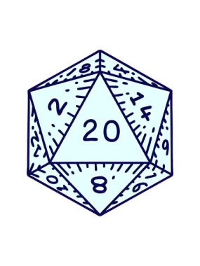 Retro Tattoo Biçimli D20 zarının neon ışık efekti canlandırması