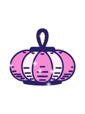 Asılan bir fenerin ışıltı efekti. Geleneksel Japon gemisi.