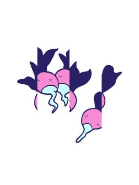 Karikatür karikatürünün bölünmüş hareketi sağlıklı turp