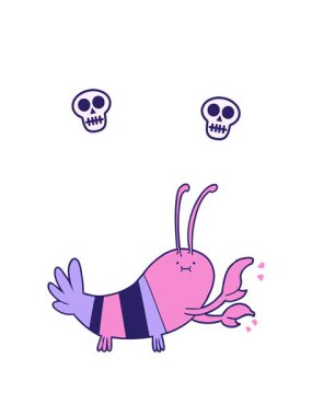 Çizgi film ıstakozunun kafatası animasyonu