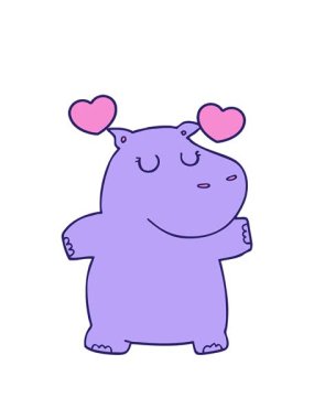 dönen kalpler bir su aygırının çizgi film çiziminin animasyonu