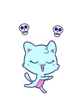 basit çizgi film kedilerinin kafatası animasyonları