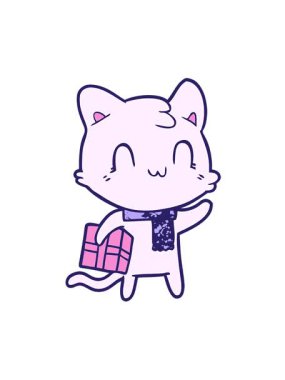 Eşarp takan mutlu kedinin hareketli animasyonu