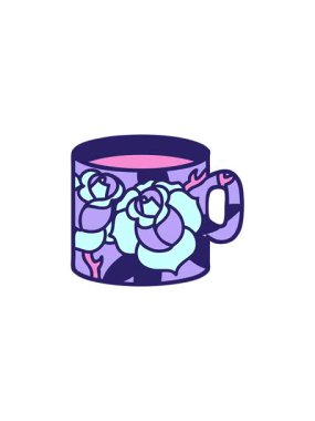 Dövmenin geleneksel bir fincan ve çiçek çizimi tarzında canlandırılması