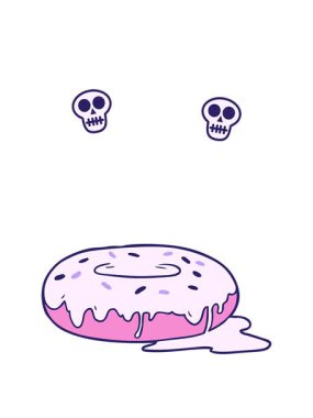 Bir çizgi film donut tasarımının kafatası animasyonu