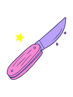 Parlayan yıldızlar çizgi film katlama bıçağının animasyonunu etkiler.