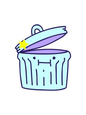 Parlayan yıldızlar, metal bir çöp tenekesinin çizgi filminin animasyonunu etkiler.