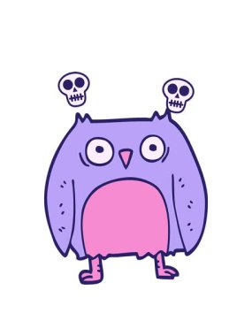 komik çizgi film karikatür baykuşunun kafatası animasyonu