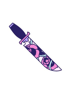 Hançer ve çiçeğin dövmesini salla ve durdur.