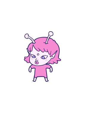 Güzel uzaylı kız çizgi filminin gösterişli satış animasyonu