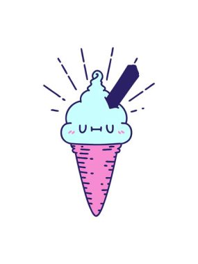 Geleneksel dövmeli dondurma karakteri çiziminin ışık efekti