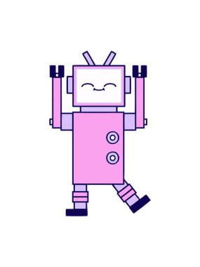 Bir robot resminin neon ışık efekti animasyonu