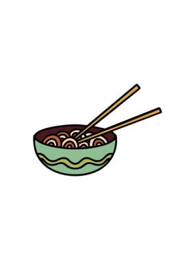 Bir kase Japon eriştesinin yemek çubuğu ile yıldız patlaması etkisi animasyonu