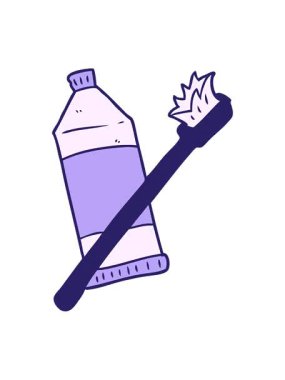 Çizgi film diş macunu ve diş fırçasının pixelize etkisi