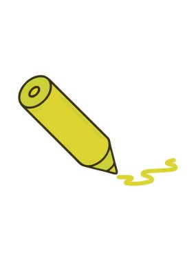 Renkli bir kalemin ikonik dövme biçiminin renk canlandırması