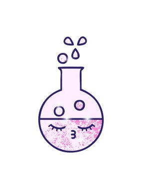 Bir test tüpünün retro grunge doku çizgi filminin ışıltı etkisi