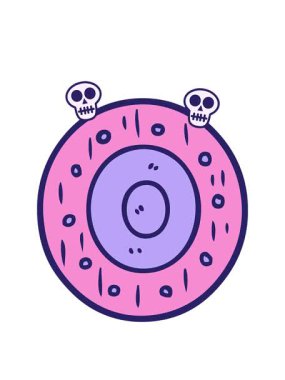 Çizgi film kalkanının kafatası animasyonu