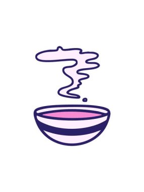 Dikkatle Japon miso çorbası dizaynının dumanı tüten animasyonunu izleyin.