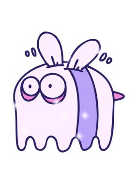 Cadılar bayramı için hayalet gibi giyinmiş bir arının karikatür efekti.