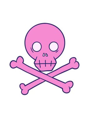 Çizgi film kafatası ve çapraz kemikleri salla ve durdur