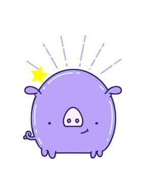 Parlayan yıldızlar geleneksel dövme stili domuz karakterinin canlandırmasını etkiler.