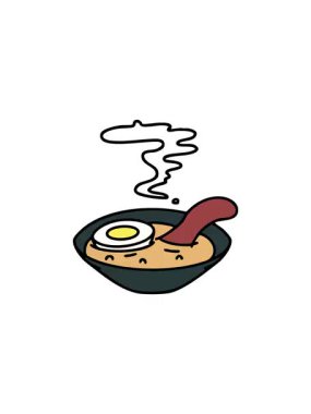 Geleneksel kasede sıcak ramen çorbası satışı.