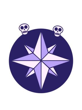 Bir yıldız sembolünün ikonik dövme şeklindeki animasyonunun dönen kafatası animasyonu