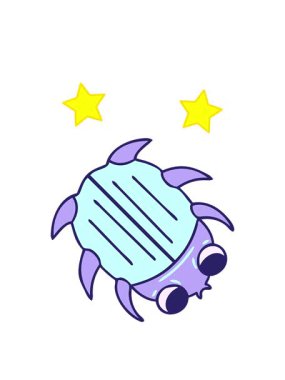 dönen yıldızların el çizimi çizgi film böceği animasyonu