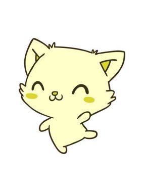 Şirin kawaii kedisinin çizgi film çiziminin renk animasyonu değişiyor