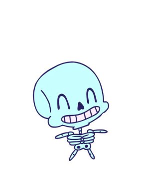 Ürkütücü kawaii iskeletinin serbest çizim animasyonunu genişletiyorum.