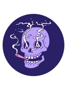 Kafatasının ikonik retro dövme görüntüsünün titreyen animasyonu