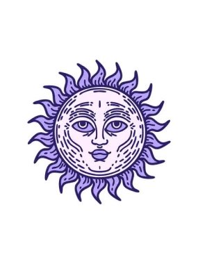 Yüzü olan bir güneşin dövmeli görüntüsünün hareketli animasyonu