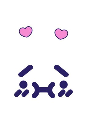 Utanç verici yüz çizimlerinin dönen kalpleri.